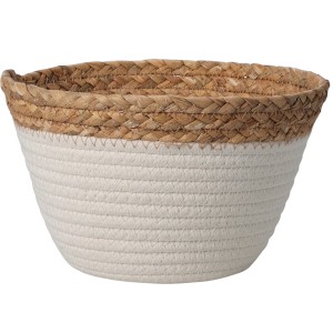 Naturfarbener Aufbewahrungskorb, 3-fach sortiert, Ø 22 cm, aus Baumwolle und Wasserhyazinthe.