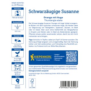 Kiepenkerl Schwarzäugige Susanne Orange mit Auge Samenpackung