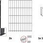 Floraworld Zaungabione Basis-Set, anthrazit, 83 cm, mit Pfosten, Zaunmatten und Abstandshaltern.