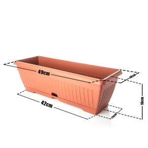 BigDean Blumenkasten Mit Abnehmbarem Untersetzer Terracotta 50 Cm Lang Aus Bruchsicherem Kunststoff Balkonkasten Pflanzkasten Mit Wasserspeicher