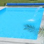 Rechteckiger Styropor Pool-Set Classic de Luxe (800x400x145 cm) mit blauem Wasser im Garten.