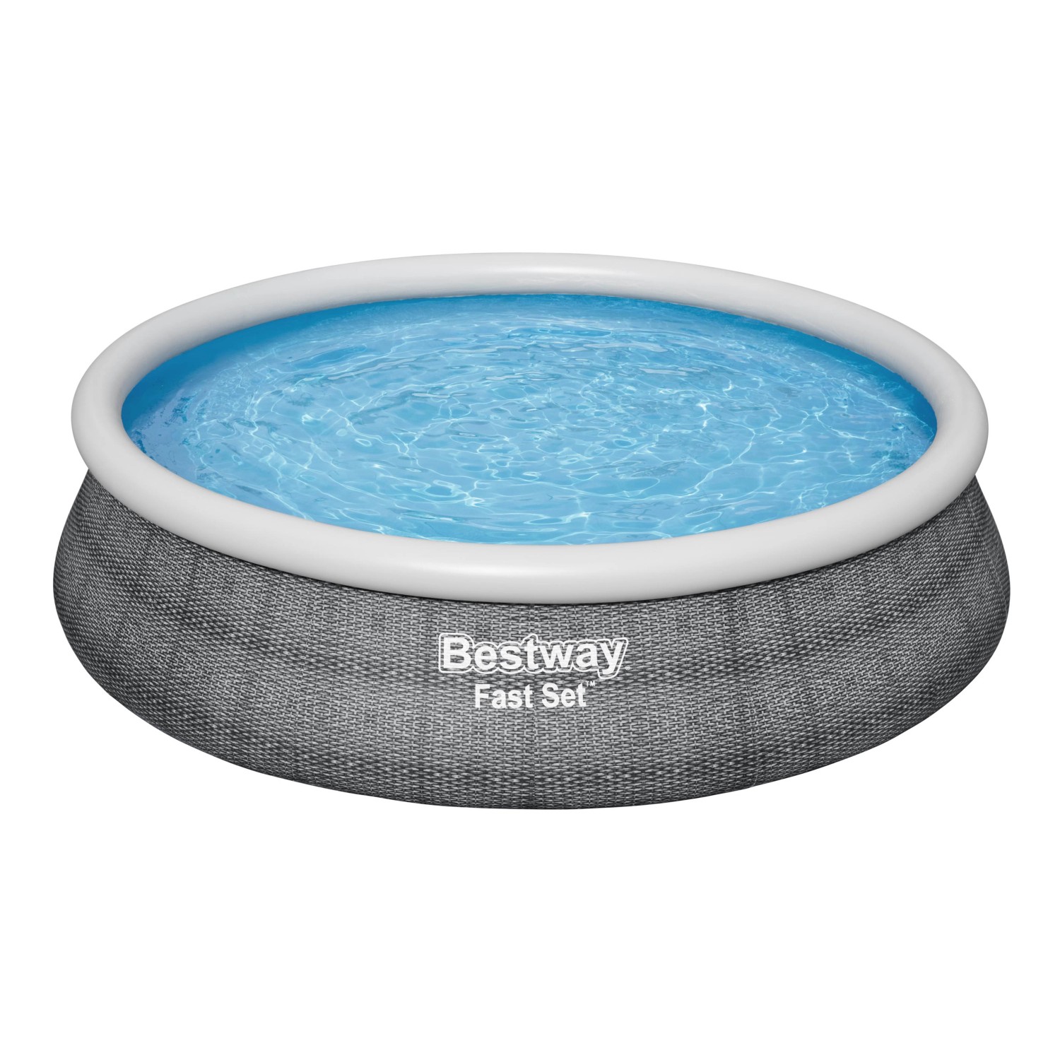 Bestway Fast Set Pool, Ø 457 cm, Schiefergrau. Quick-Up Pool mit Luftring und Wasser.