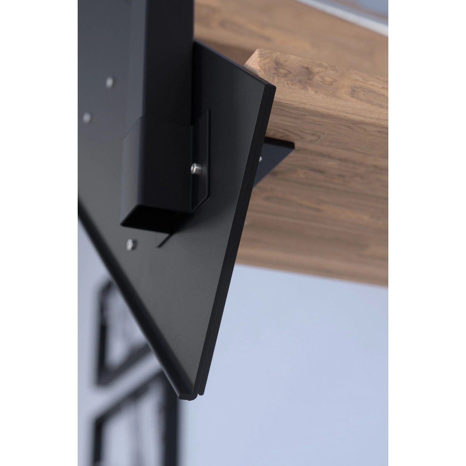 Treppe Kos 14 Stufen Eiche Rustik Natur 107 cm Design-Geländer Schwarz FSC®_3
