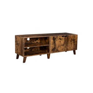Vasagle Fernsehtisch, 140 cm breit, braun, mit offenen Regalen und Tür. TV-Schrank im Landhausstil.