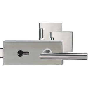 Novadoors Schlosskasten Nova 61 in Edelstahloptik mit Profilzylinderschloss und rechteckiger Form.