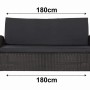 Schwarzes 3-Sitzer Gartensofa Kissen 180cm, passend für Polyrattan Möbel.