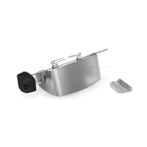 Weber Drehspieß für Q2000N Serie: Grillspieß mit Motor und Haltegabeln für gleichmäßiges Grillen.