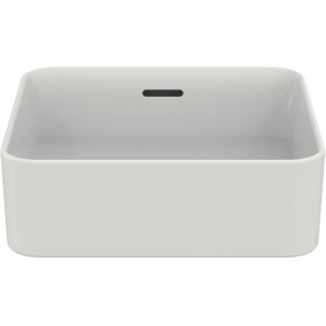 Weißer Ideal Standard Aufsatzwaschtisch Strada II, 40x40 cm, ohne Hahnloch, mit Überlauf.