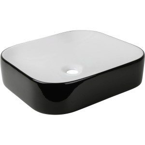 aquaSu Aufsatz-Waschtisch Cuando Keramik 45 cm Weiß-Schwarz