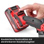 Einhell Akku-Trennschleifer TP-CO 18/76-C: Detailaufnahme von Akku und Handgriff in Rot-Schwarz.