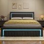 okwish Polsterbett mit LED Beleuchtung Schubladen Jugendzimmer 180x200cm Grau_10