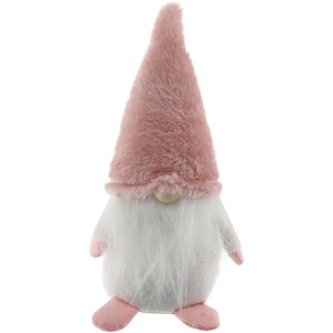 Weihnachtliches Wichtel-Männchen aus Filz und Plüsch Weiß-Rosa 25 cm