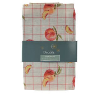 Decoris Tischläufer mit Pfirsich-Motiv, bunt, 32x140cm, aus Polyester. Ideal für Tischdekorationen.
