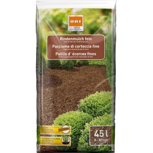 Sack OBI Rindenmulch Fein, 45L. Mulch zur Bodenabdeckung und Unkrautunterdrückung.