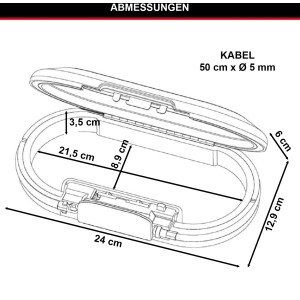 Abbildung der Master Lock Sicherheitskassette 5900EURD Grau mit Maßangaben.