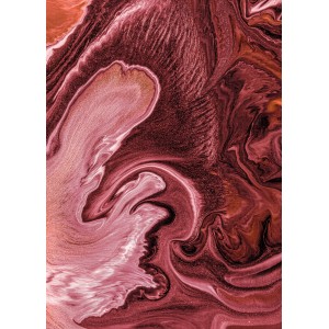 Komar Vlies Fototapete Mélange, 200x280 cm, abstraktes Marmor-Design in Rot- und Rosatönen.