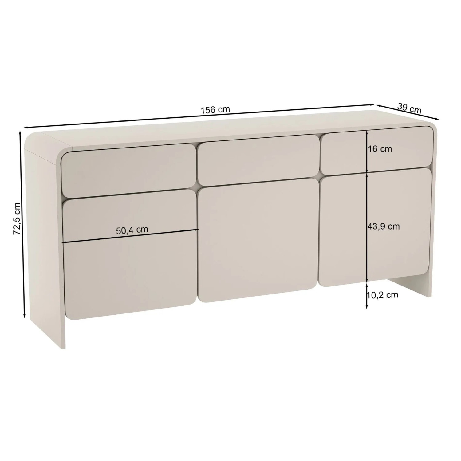 Selsey Sideboard Lummo Dreitürig mit Drei Schubladen 156 cm Kaschmir_5