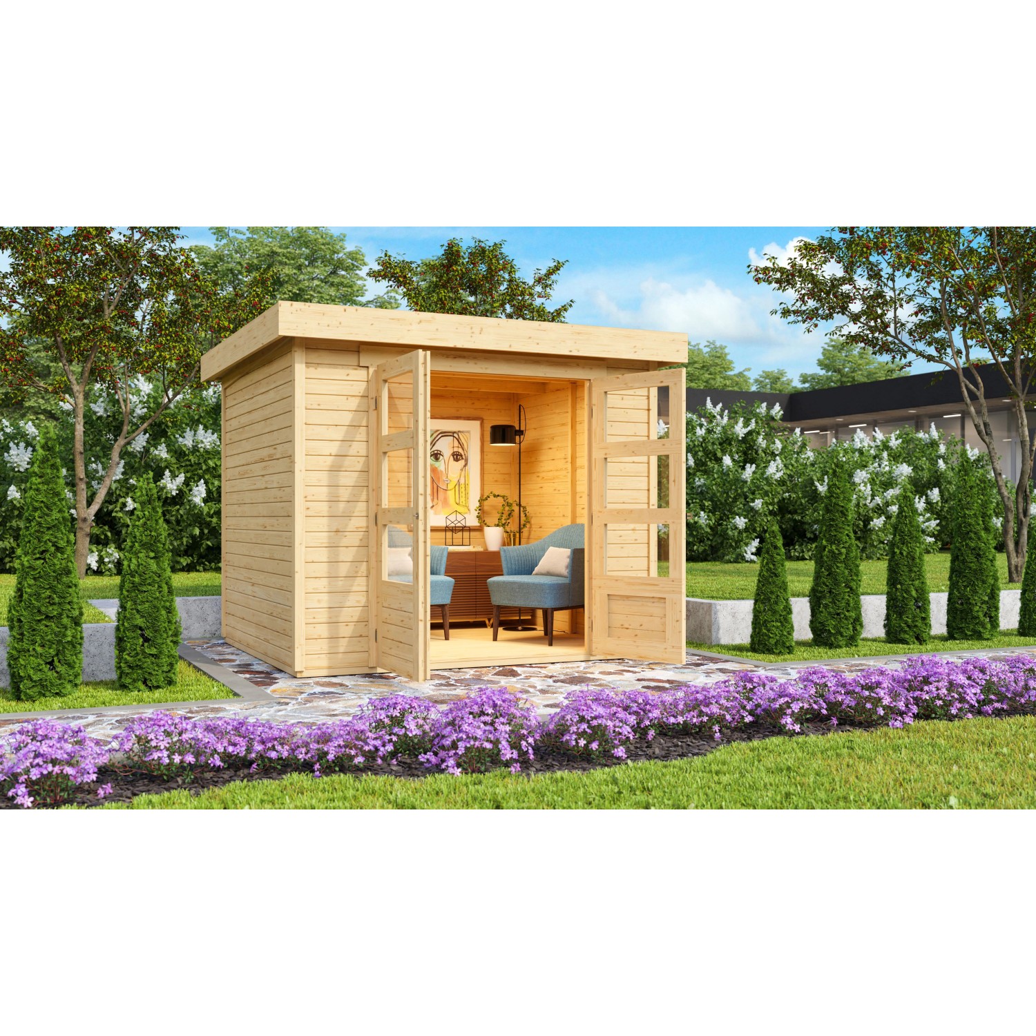 Karibu Express Gartenhaus Speedy B Naturbelassen 242 cm x 217 cm
