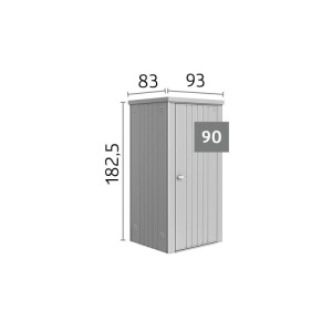 Biohort Geräteschrank Gr. 90 Silber-Metallic aus Metall mit einer Tür, Maße 182,5x93x83 cm. Ideal für Gartenutensilien.