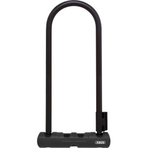 Schwarzes Abus Bügelschloss U-Lock 8604 mit 300 mm Bügelhöhe für Fahrräder.