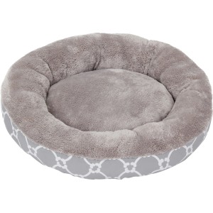 Graues, rundes Heim Donat-Tierbett Flower mit Muster, 73x10 cm, für Hunde und Katzen.
