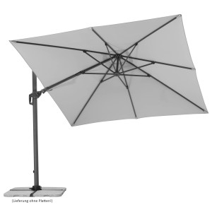 Schneider Ampelschirm, 300 cm, silbergrau, mit Kurbel. Quadratischer Sonnenschirm von unten.