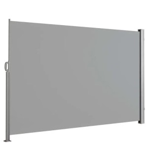 Floordirekt Seitenmarkise Ausziehbar Alu Sichtschutz Blickdicht Hellgrau 160 x 450 cm