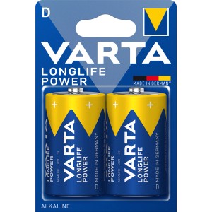 2er-Pack Varta Longlife Power D Mono Batterien LR20, geeignet für Geräte mit hohem Energieverbrauch.