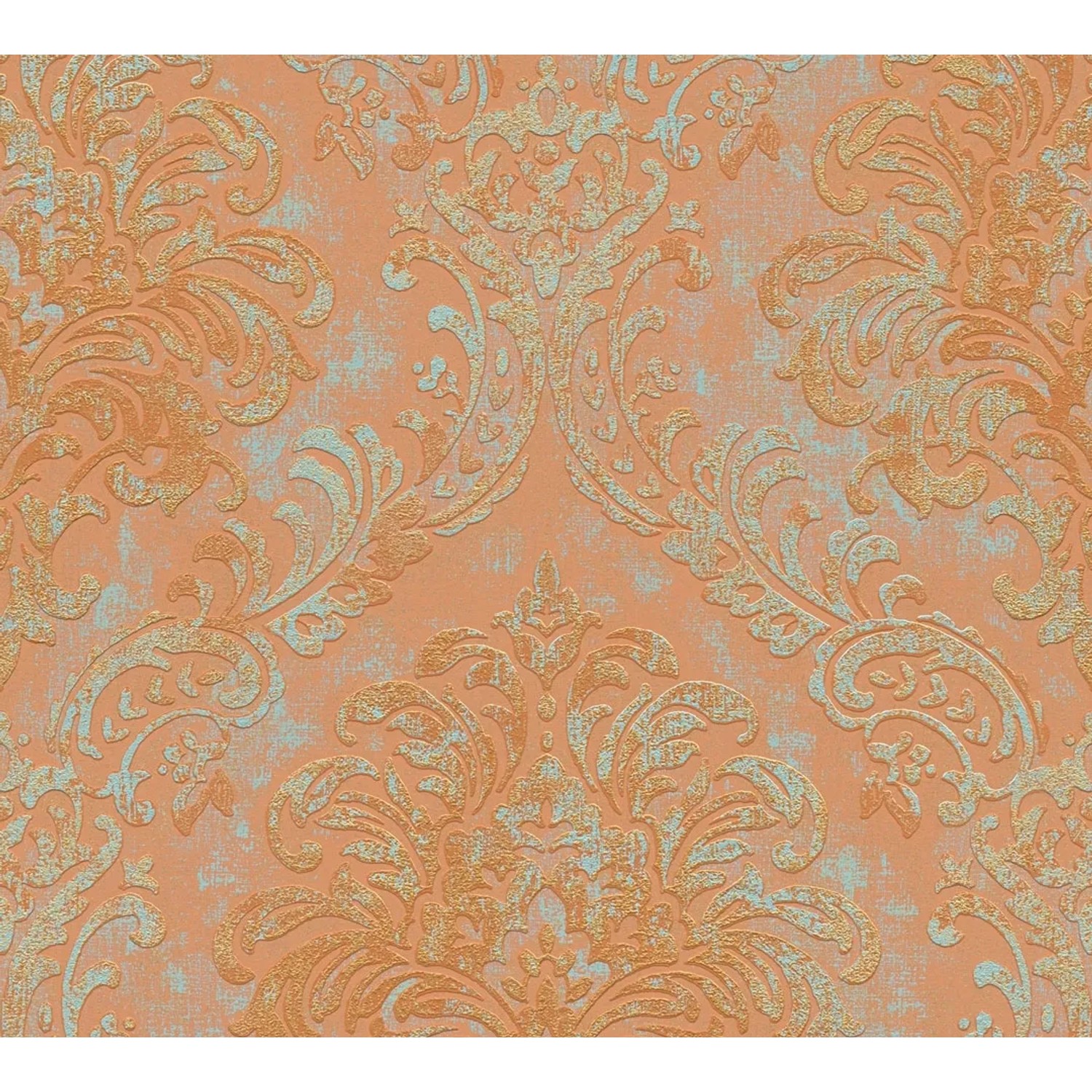 AS-Creation Vliestapete mit Ornamenten in Orange, Rosa und Gold. Dekorative Tapete mit Struktur.