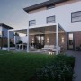 Weide E-Deluxe Plus | elektrische Wand Pergola mit LED | Voll Aluminium | 4 x 6 M | motorisiertes Lamellendach weiß