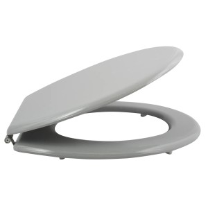 MSV WC-Sitz Cleo, MDF grau, mit Edelstahl-Scharnieren, 45x37x5,6cm.