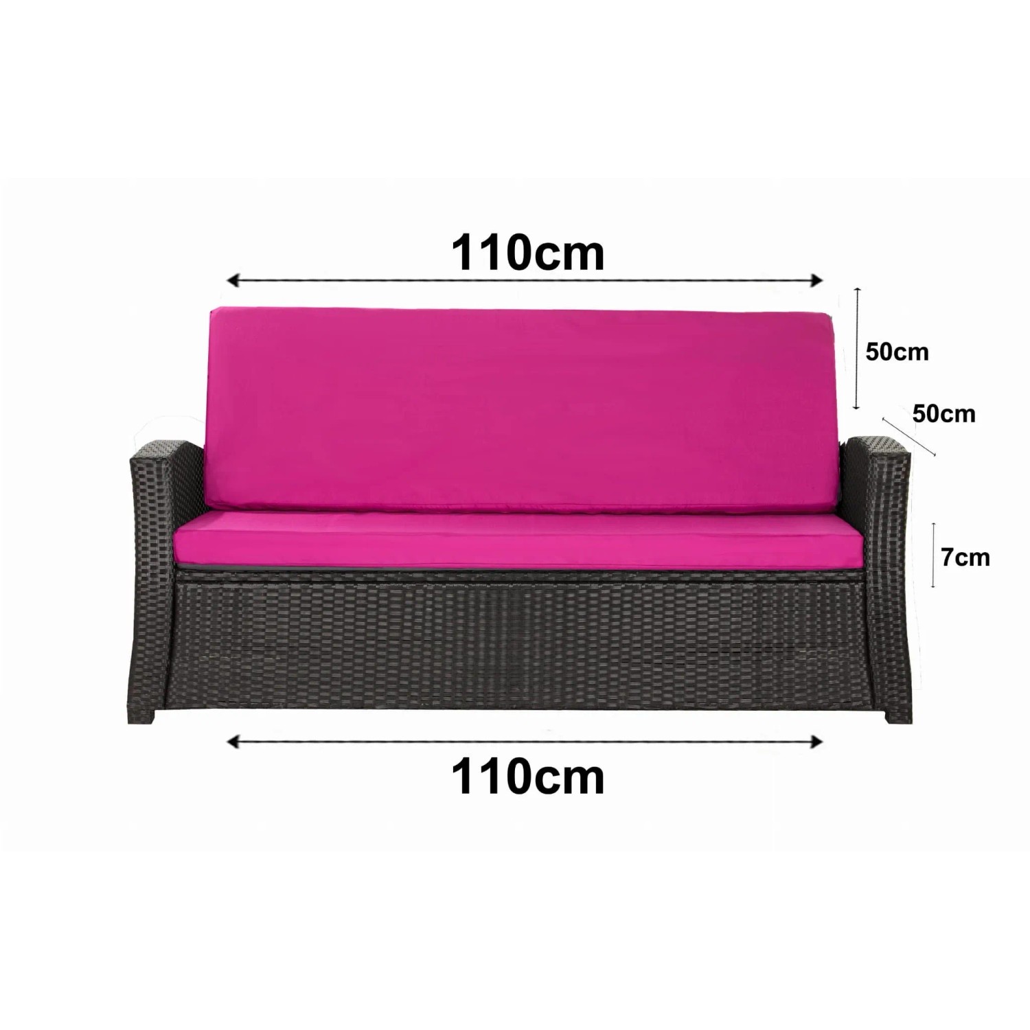 Setgarden Techno Gartenkissen für Polyrattan Möbel, 110x50x50 cm, Rose, 2-Sitzer Sofa