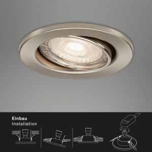 Briloner LED-Einbaustrahler in Nickel Matt, runder Spot für Innenräume.