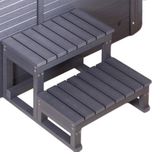 Anthrazitfarbene Home Deluxe Whirlpooltreppe Beach, 2-stufig, aus WPC.