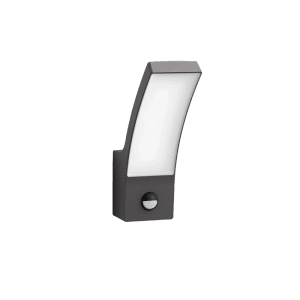 Anthrazitfarbene Philips Splay LED Außenwandleuchte mit Bewegungssensor, 24x16cm.