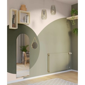 Wohnraum mit olivgrüner Wandfarbe Astrid von CREATE! by OBI. Matte Oberfläche, modernes Design.