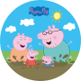 Happy People Peppa Pig Sprinklermatte (Ø 150 cm) mit Peppa Pig Familie im Schlamm.