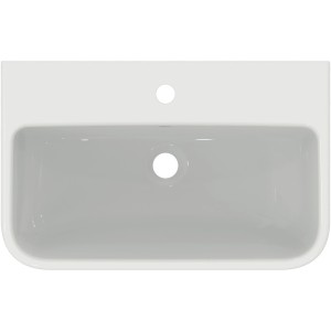 Ideal Standard i.life S Waschtisch, 60 cm, Weiß, Aufsicht. Handwaschbecken mit Hahnloch und Überlauf.