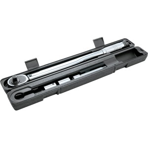 LUX Drehmomentschlüssel-Set, 4-teilig, im Koffer mit Stecknüssen und Verlängerung.