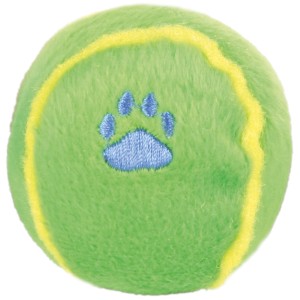 Grüner Trixie Plüsch Spielball für Hunde mit Pfotenabdruck, ø 6cm.