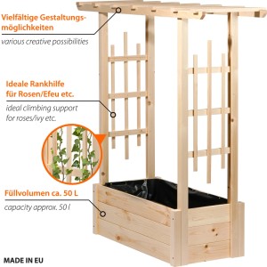 Dobar Pflanzkasten Pergola aus Holz 117 x 39 x 119 cm Naturfarbig FSC®