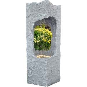 Granimex Wasserspiel Corso, anthrazitfarbener Gartenbrunnen aus Polyresin mit LED-Beleuchtung.