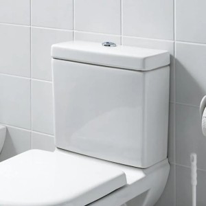 Weißer Laufen Spülkasten Pro, Aufputzspülkasten mit Dual-Spültechnik, 36x38x17,5 cm.