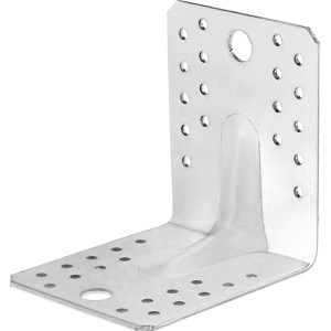 Verzinkter Winkelverbinder mit Sicke, 70x70x55 mm, für Eckverbindungen, 20er Set.