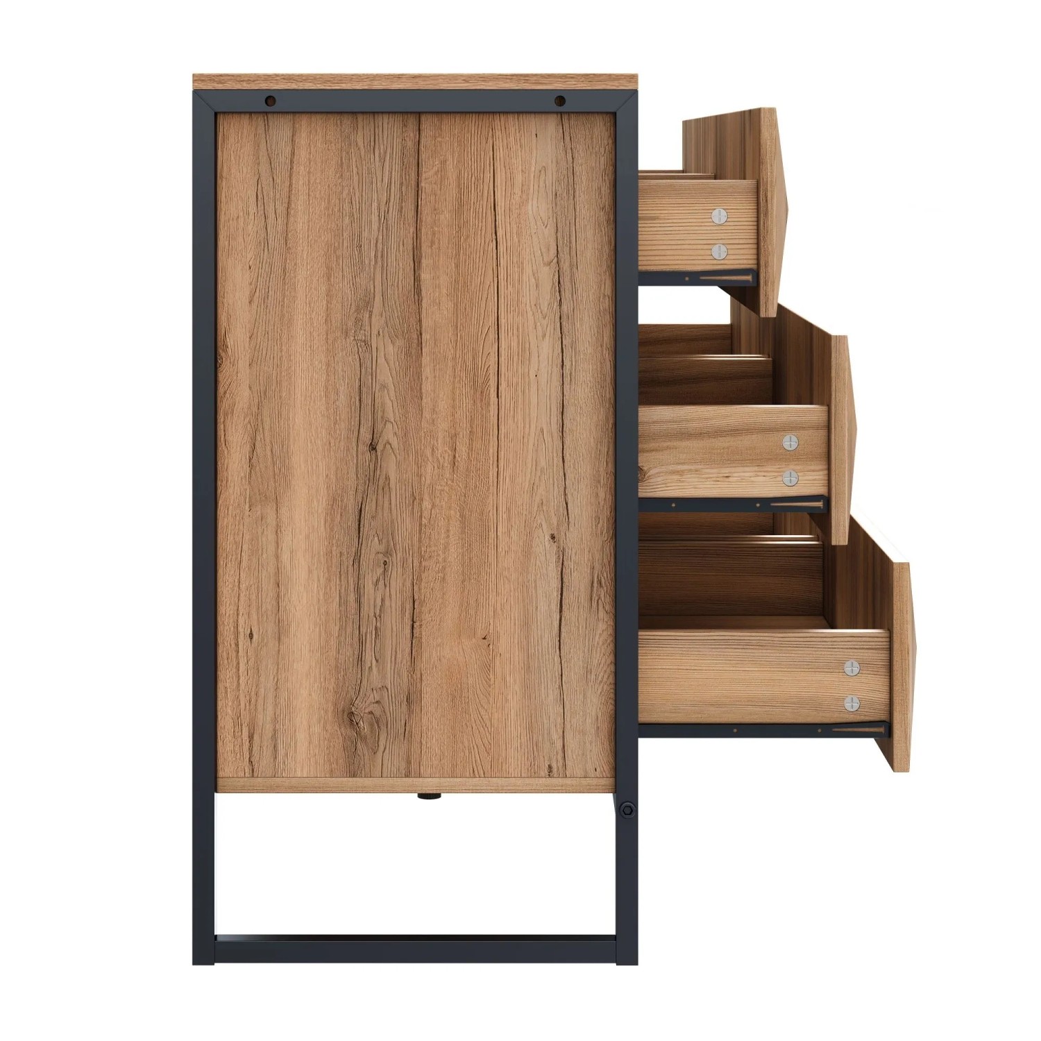 okwish Sideboard mit Metallbeinen Erhöhten Türen Wohnzimmer 120x40x80cm Schwarz Natur_7