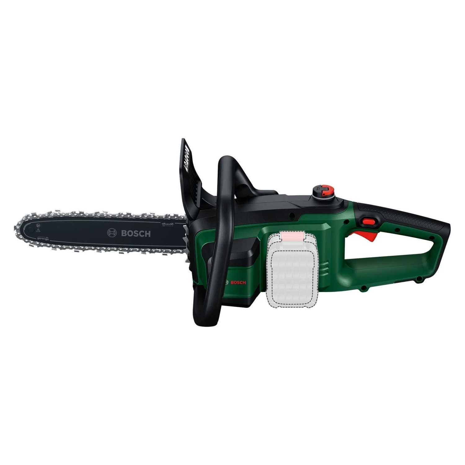 Bosch Akku-Kettensäge PKE18V-30-28 Solo, grüne Akku-Motorsäge ohne Akku.