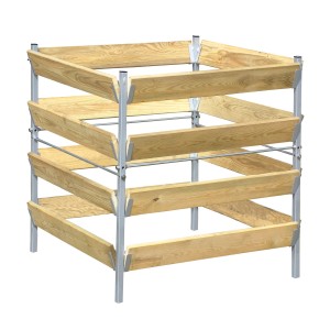 Bellissa Komposter, verzinkt mit Lärchenholzdielen, 730 l Fassungsvermögen.