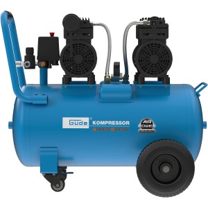 Blauer Güde Kompressor Airpower Silent 275/8/50 mit 50l Kessel und zwei Zylindern.