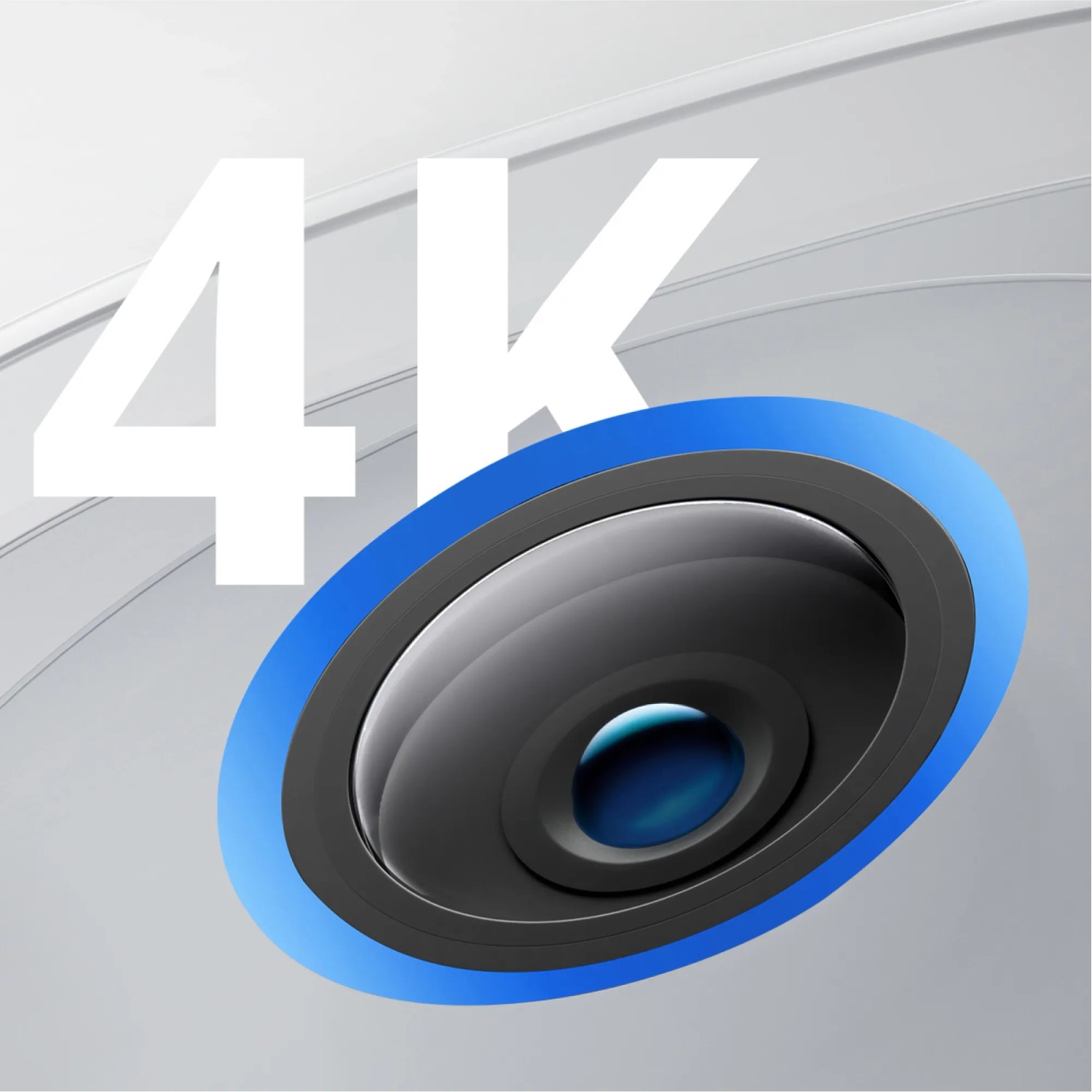 Nahaufnahme der Eufy E330 4K Überwachungskamera mit blauem Akzent.