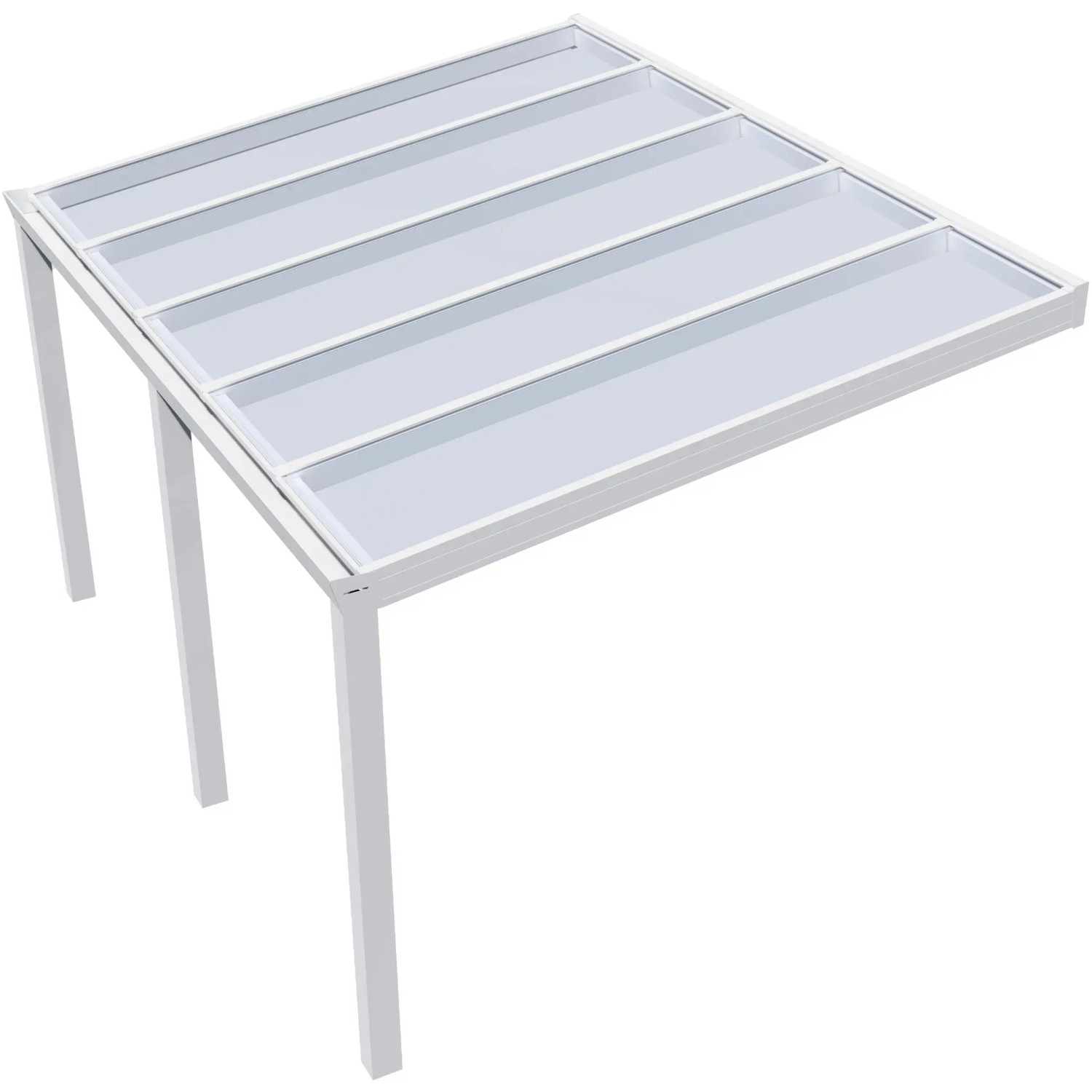 Weiße Terrassenüberdachung Professional mit Glas, 400x300 cm. Robuste Aluminiumkonstruktion.